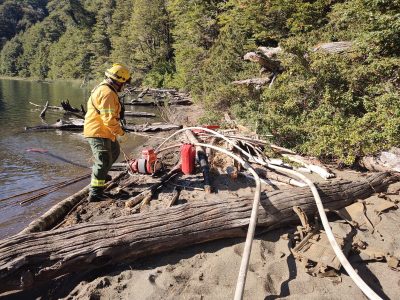 Lograron contener el incendio que se había desatado en el lago Tromen