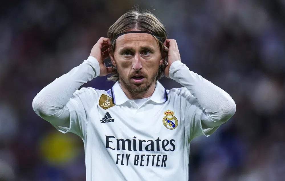 Luka Modric, del Real Madrid, durante el partido contra Celta de Vigo por La Liga española en el estadio Santiago Bernabéu, Madrid, 22 de abril de 2023