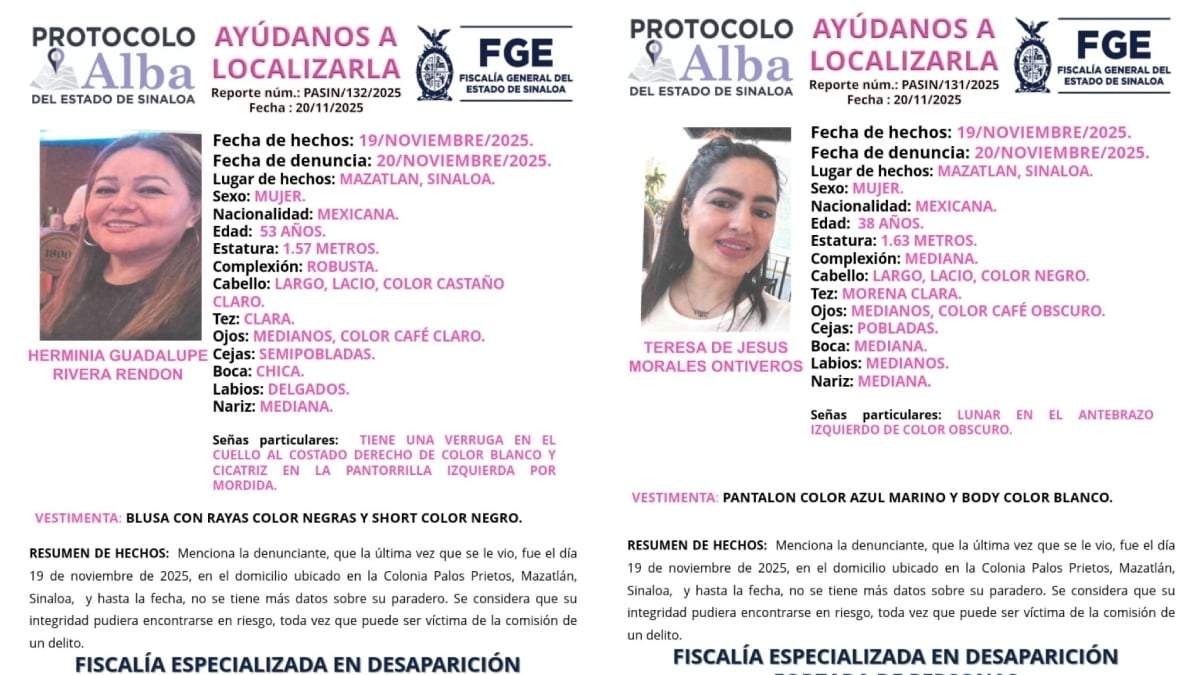 Fichas de desaparición Protocolo Alba