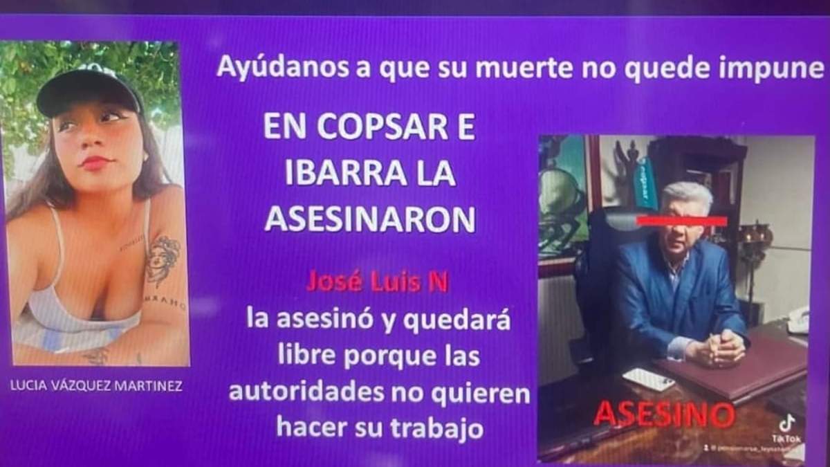 Una pancarta mostrada por familiares de Elvia Vázquez