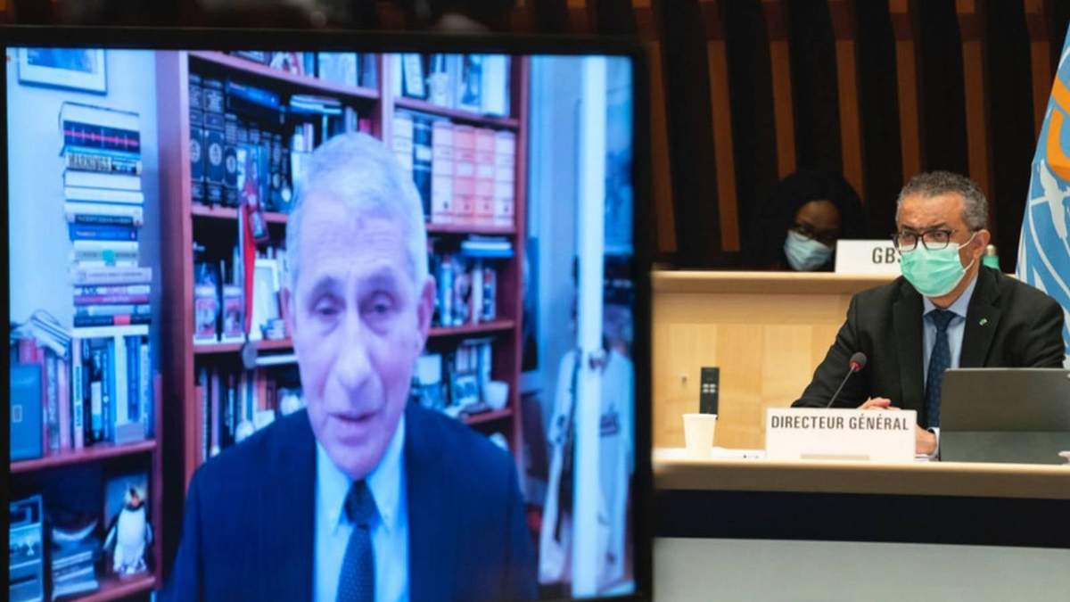 Fauci en videoconferencia con el director de la OMS
