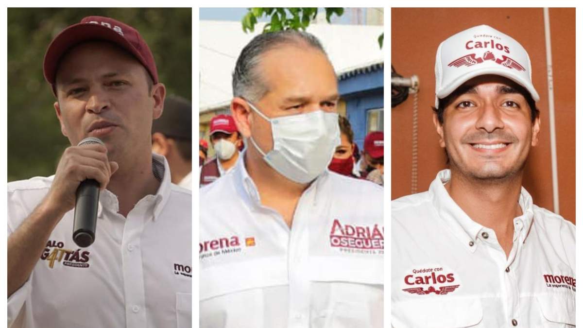 Los candidatos Eduardo Gattas, Adrián Oceguera y Carlos Peña
