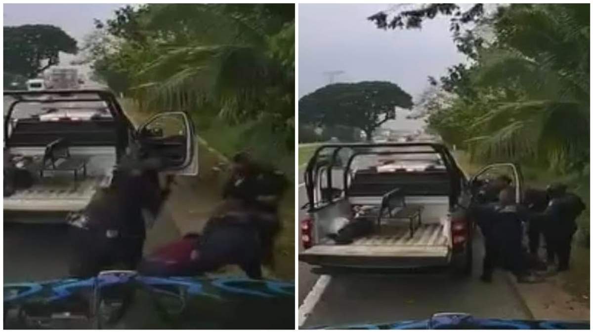 Video de la agresión de policías contra el conductor de de una grúa en Cunduacán, Tabasco
