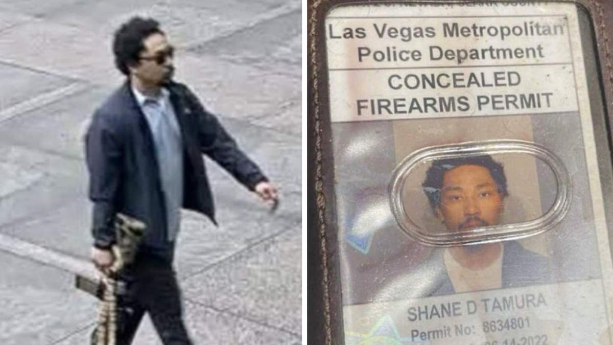 En redes cicularon imágenes de Shane Tamura cuando se dirigía fusil en mano al edificio del Midtown