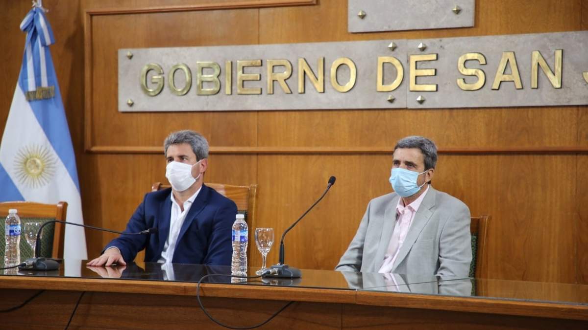 El gobernador Sergio Uñac y el ministro Carlos Astudillo. Fuente: (Twitter)