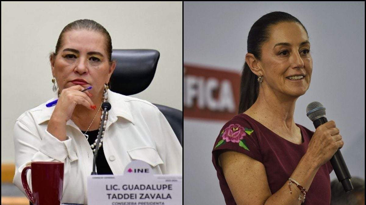 Guadalupe Taddei Zavala, titular del INE, y Claudia Sheinbaum, candidata oficialista
