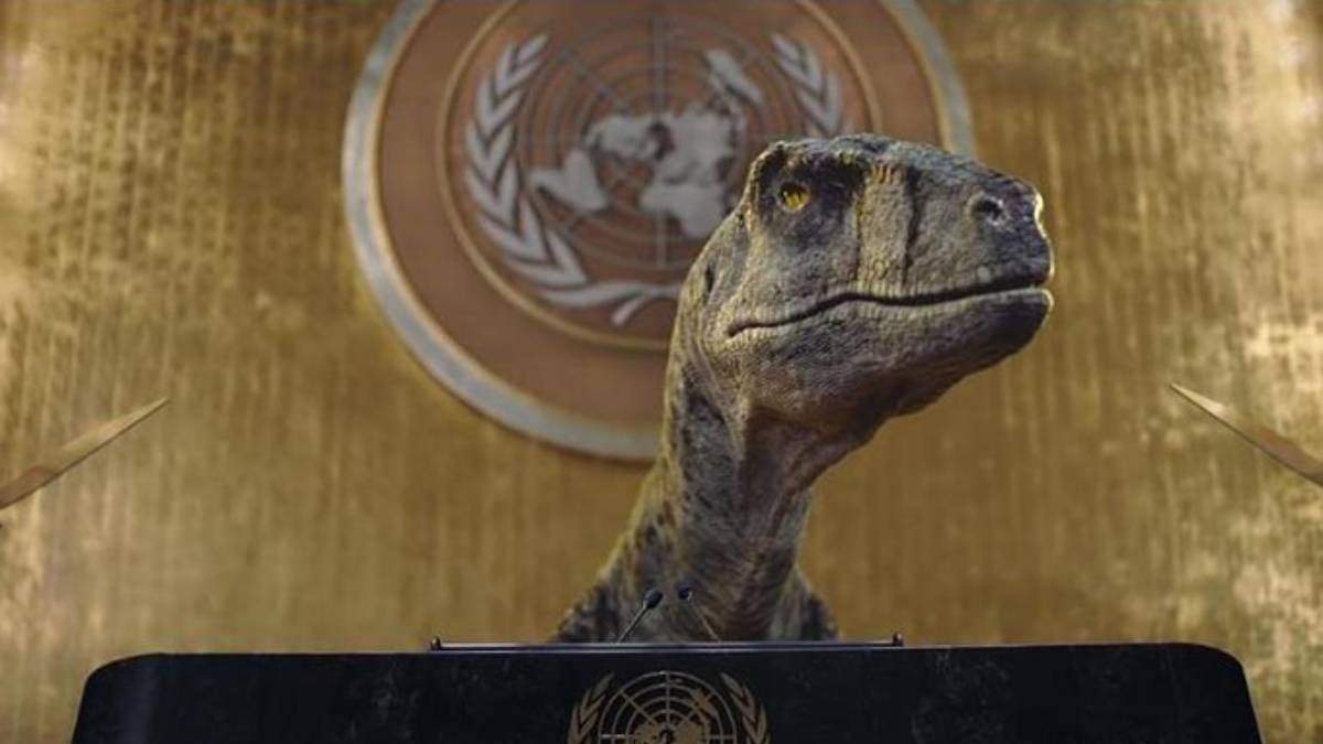 Frankie, el dinosaurio que irrumpió en la ONU