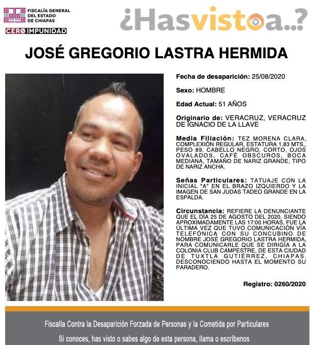 Ficha de búsqueda de José Gregorio Lastra Hermida