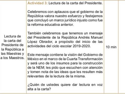 La SEP se deslinda del documento en el que se pide aplaudir al Presidente