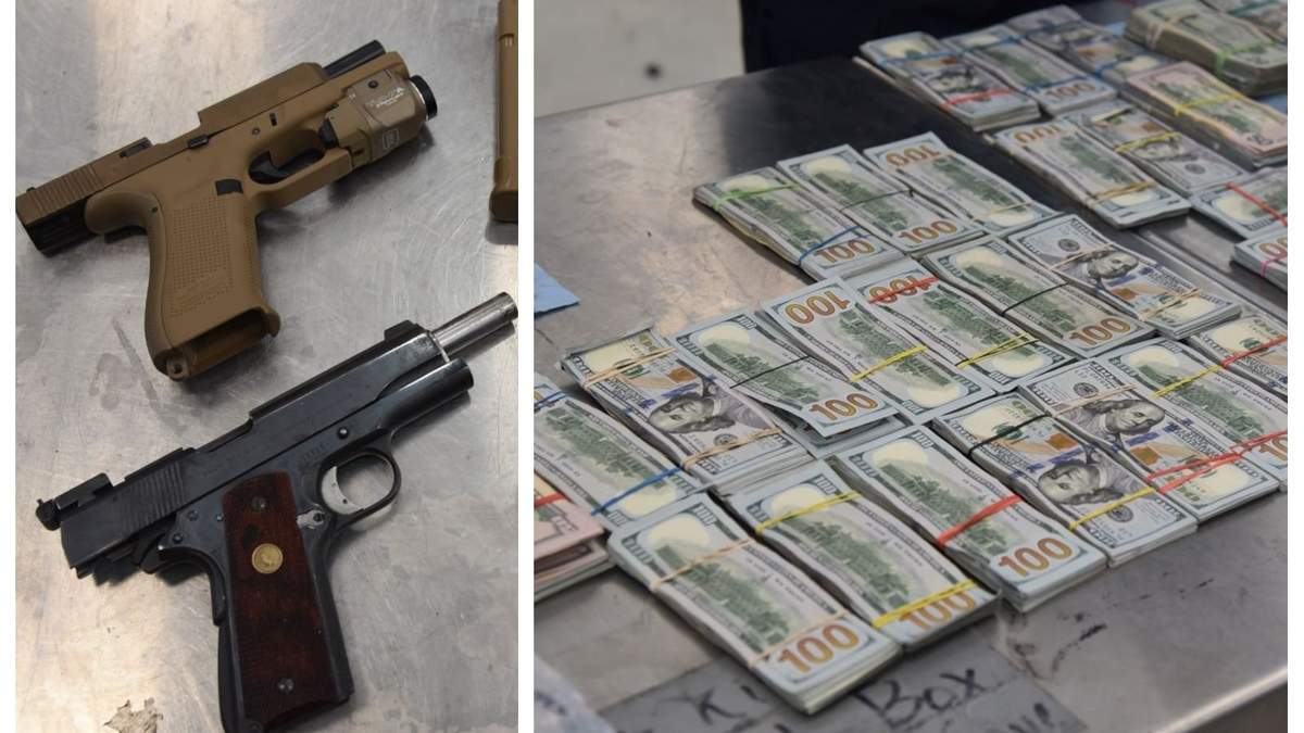 Las armas y el dinero decomisados