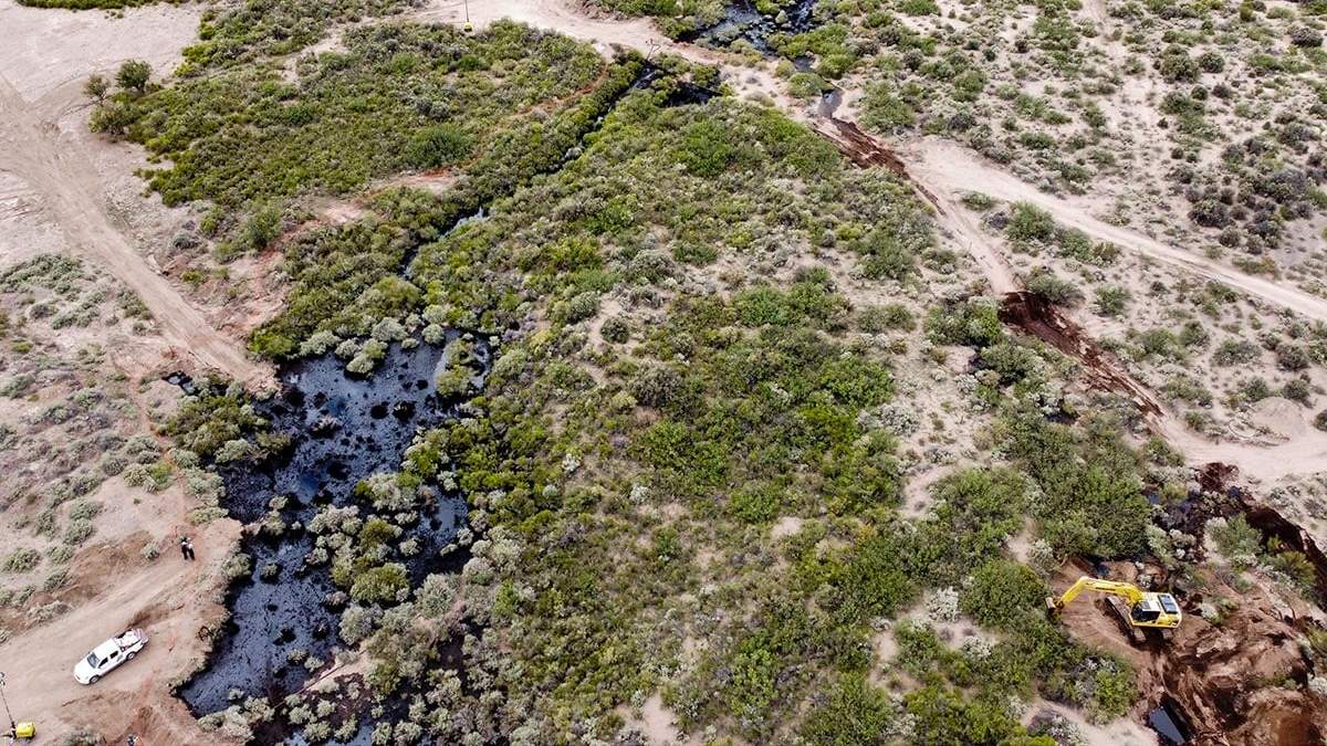 El derrame de petróleo en Río Negro. Fuente: (Twitter)