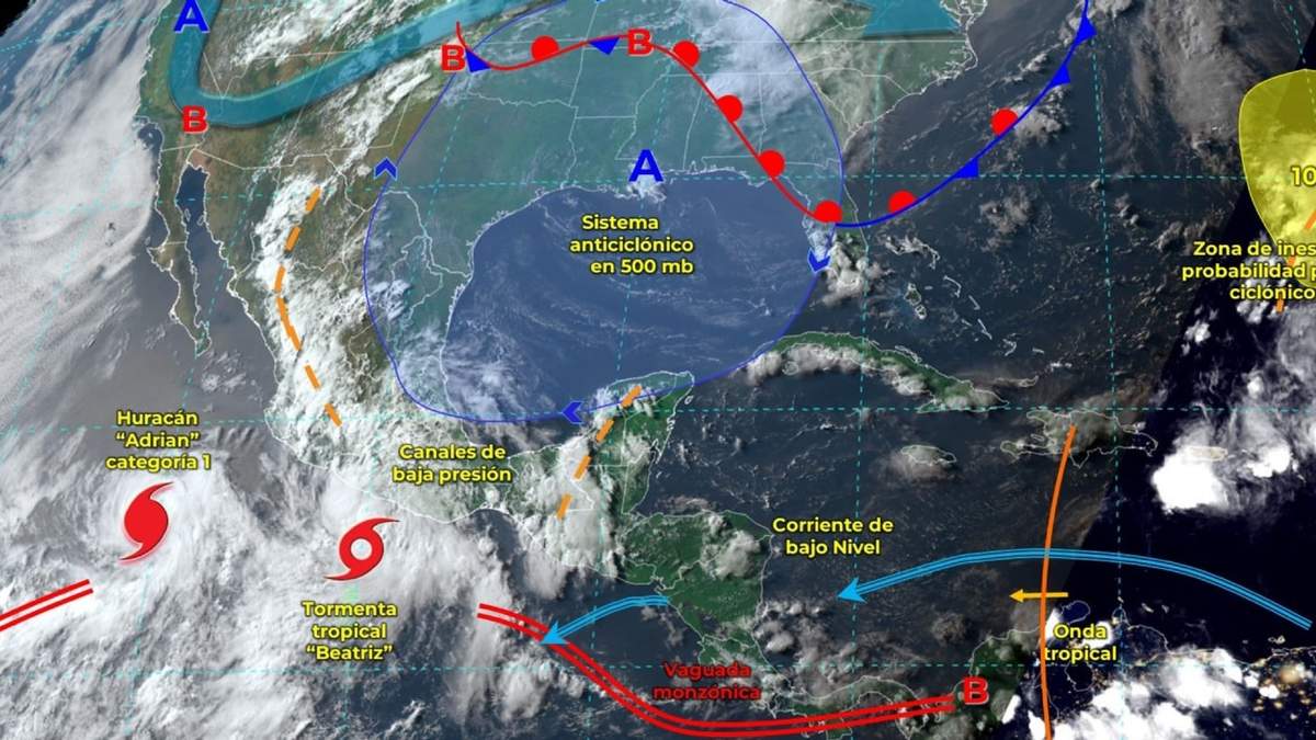 Se pronostican lluvias torrenciales en Guerrero y Oaxaca, e intensas en Nayarit, Jalisco, Colima, Michoacán, Chiapas y Veracruz