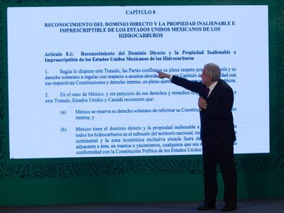 AMLO exhibe capítulo energético del T-MEC; la reforma, para fortalecer a CFE