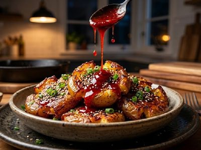 La receta coreana que explota en TikTok: cómo hacer papas aplastadas crocantes con salsa picante