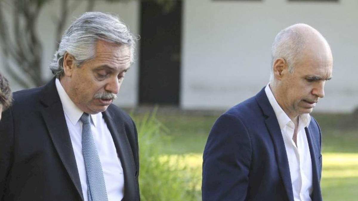 El presidente de la Nación, Alberto Fernández, y el jefe de Gobierno de la Ciudad de Buenos Aires, Horacio Rodríguez Larreta. Fuente: (Twitter)