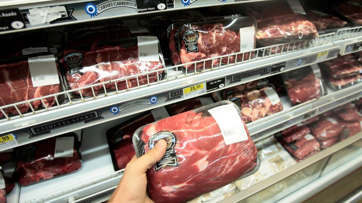 Cortes de carne en supermercado. Fuente: (Twitter).