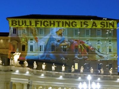 PETA manda mensaje al papa León XIV y proyecta imágenes en el Vaticano contra las corridas de toros