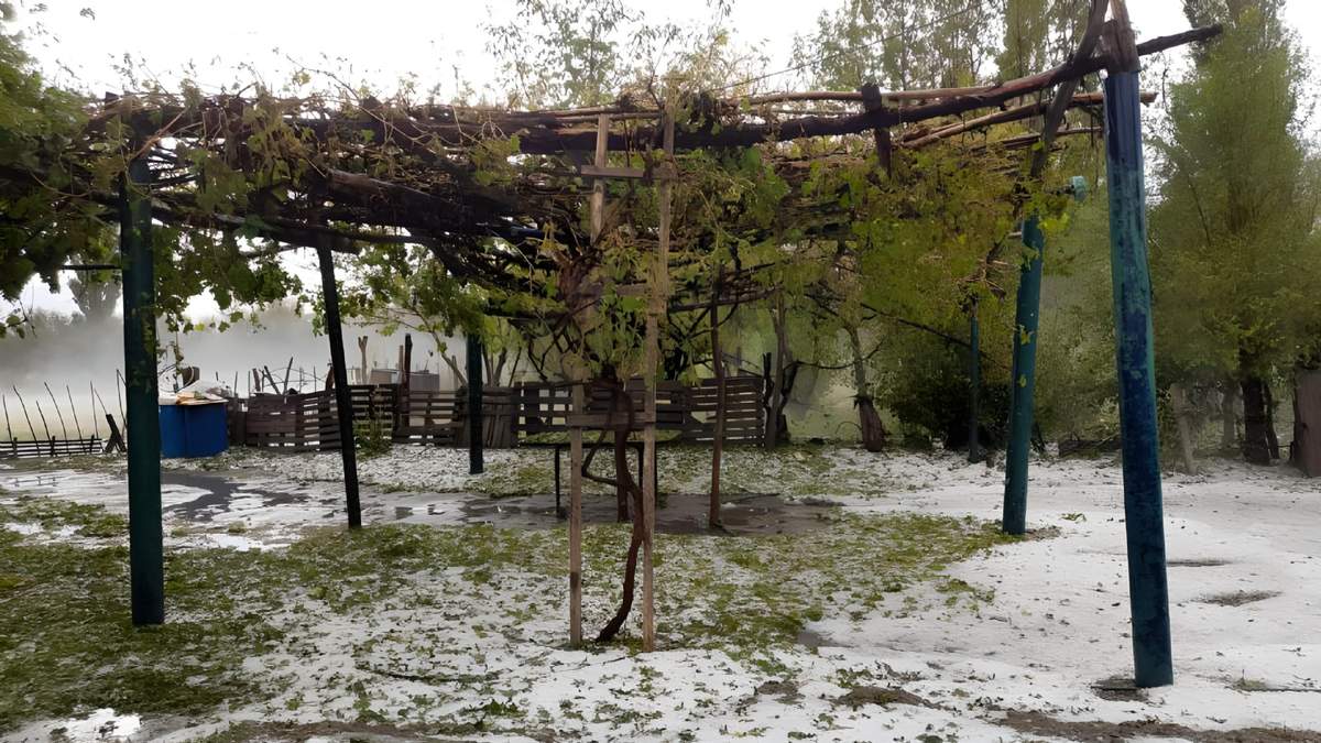 El granizo que cayó en Buta Ranquil. Fuente: (Twitter)