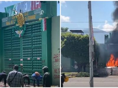Normalistas lanzan petardos contra 27 batallón de Iguala por jornada de lucha de Ayotzinapa