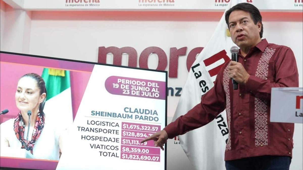 Mario Delgado muestra los gastos reportados por Claudia Sheinbaum