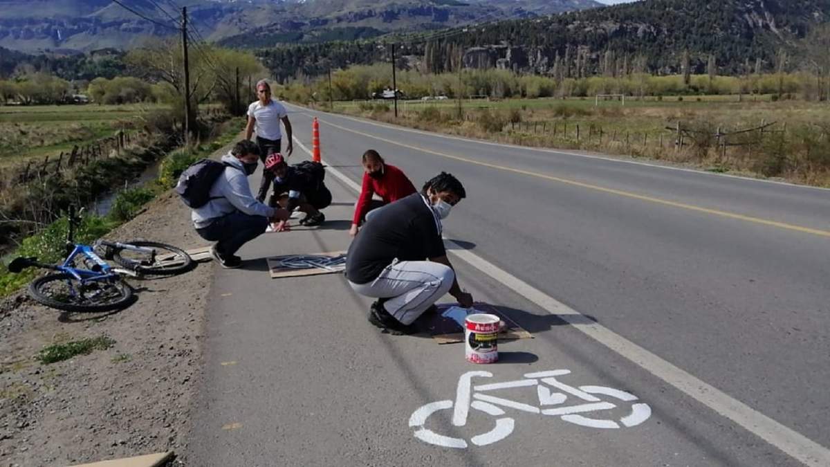 diversos trabajos en la bicisenda se efectuaron en las últimas horas.  Fuente. (Twitter).