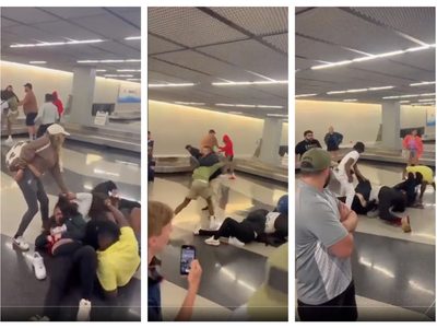 Captan pelea campal entre hombres y mujeres en el aeropuerto de Chicago (Videos)