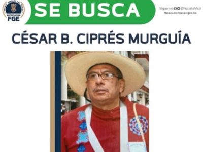 Ofrece Fiscalía michoacana recompensa para localizar al promotor César Ciprés Murguía