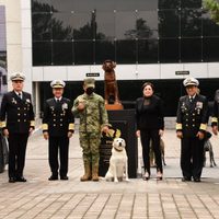 Develan la escultura de Frida, la perra rescatista de la Marina
