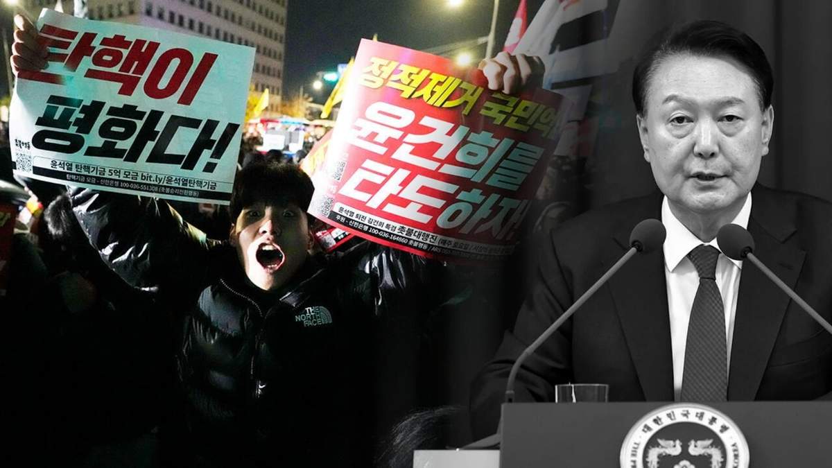 Un hombre grita para exigir al presidente surcoreano Yoon Suk-yeol que dimita frente a la Asamblea Nacional en Seúl, Corea del Sur, el miércoles 4 de diciembre de 2024