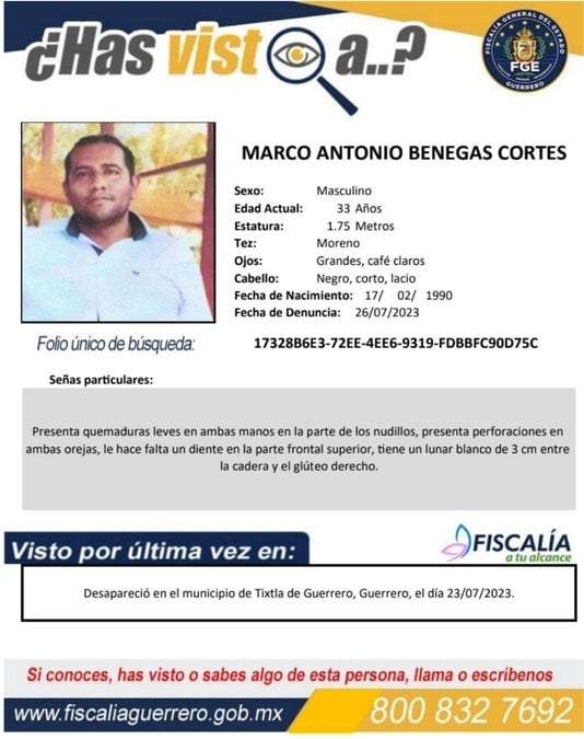 El joven Marco Antonio Benegas Cortés