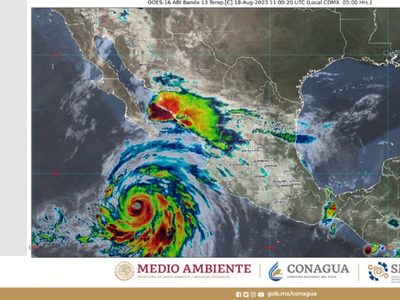 Huracán Hilary provoca lluvias intensas en Baja California Sur, Jalisco, Nayarit, Sinaloa y Sonora