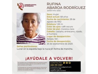 'Desaparece” Rufina Abaroa Rodríguez activista y buscadora en Veracruz