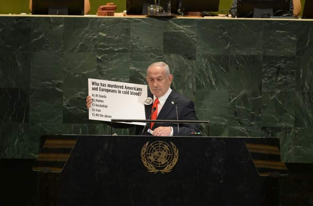 El primer ministro de Israel, Benjamin Netanyahu, en su discurso desde la ONU
