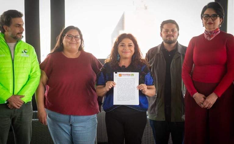 En el acto de firma del convenio de Coalición Morena-PVEM-PT en la CDMX