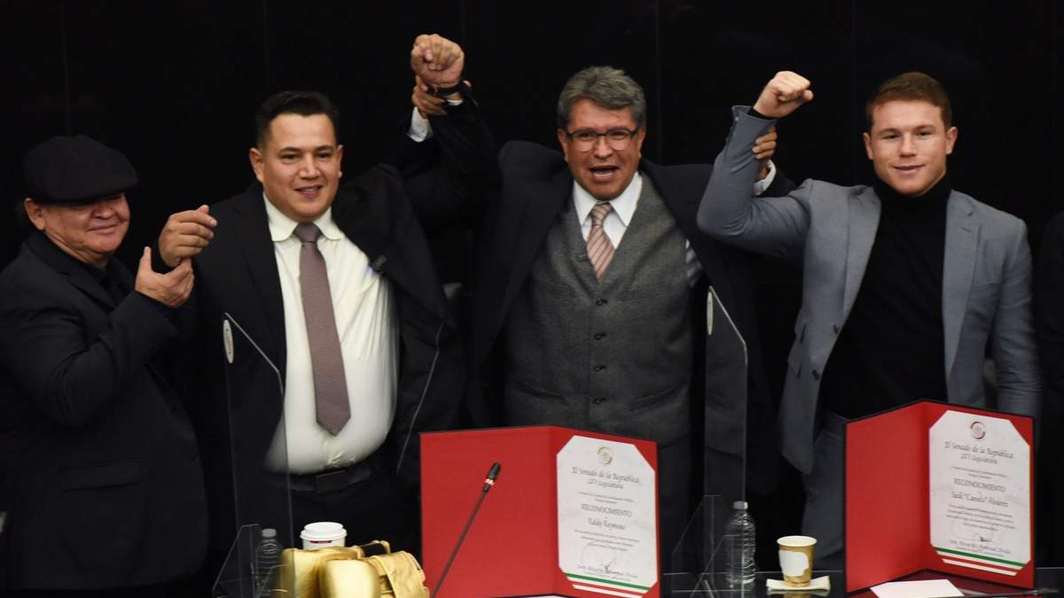 Eddy Reynoso, Ricardo Monreal y Saúl “Canelo” Álvarez