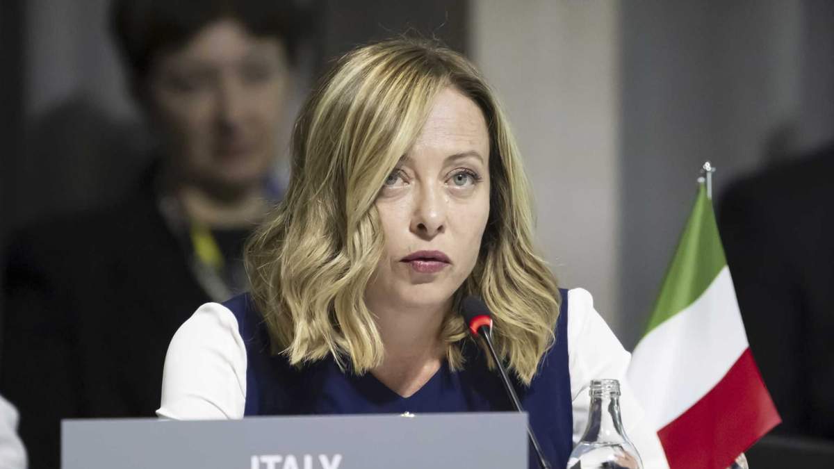 La primera ministra italiana Giorgia Meloni en la conferencia sobre Ucrania, en Obbürgen, Switzerland, Suiza