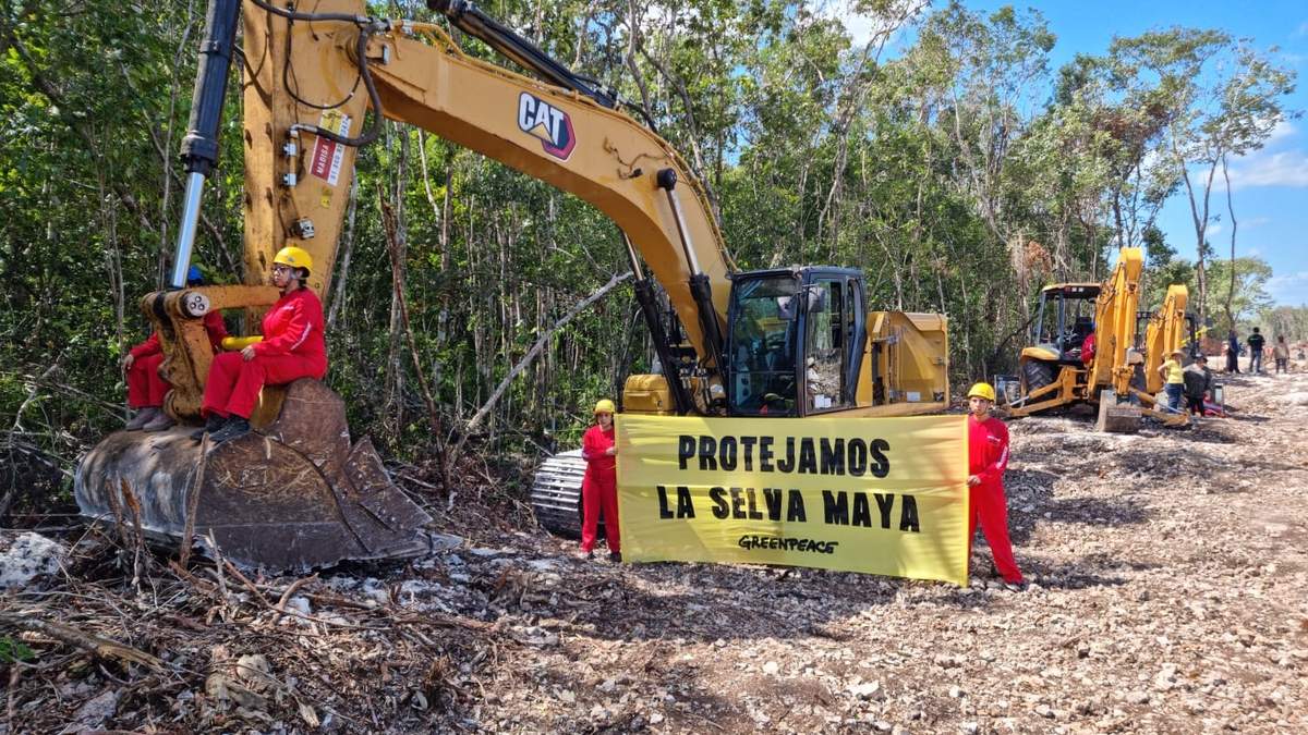 Manifestación en el tramo 5 del Tren Maya