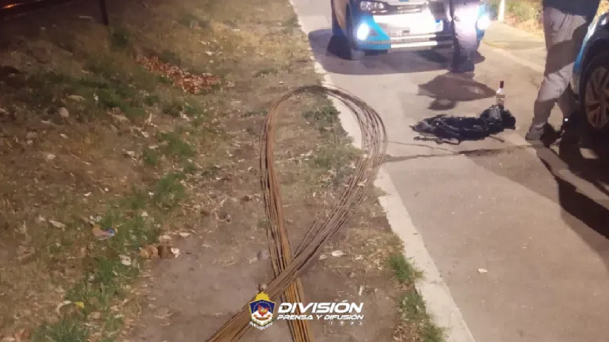 Personal policial descubrió cuando los sujetos huían caminando con el hierro. Fuente: (Prensa Policía)