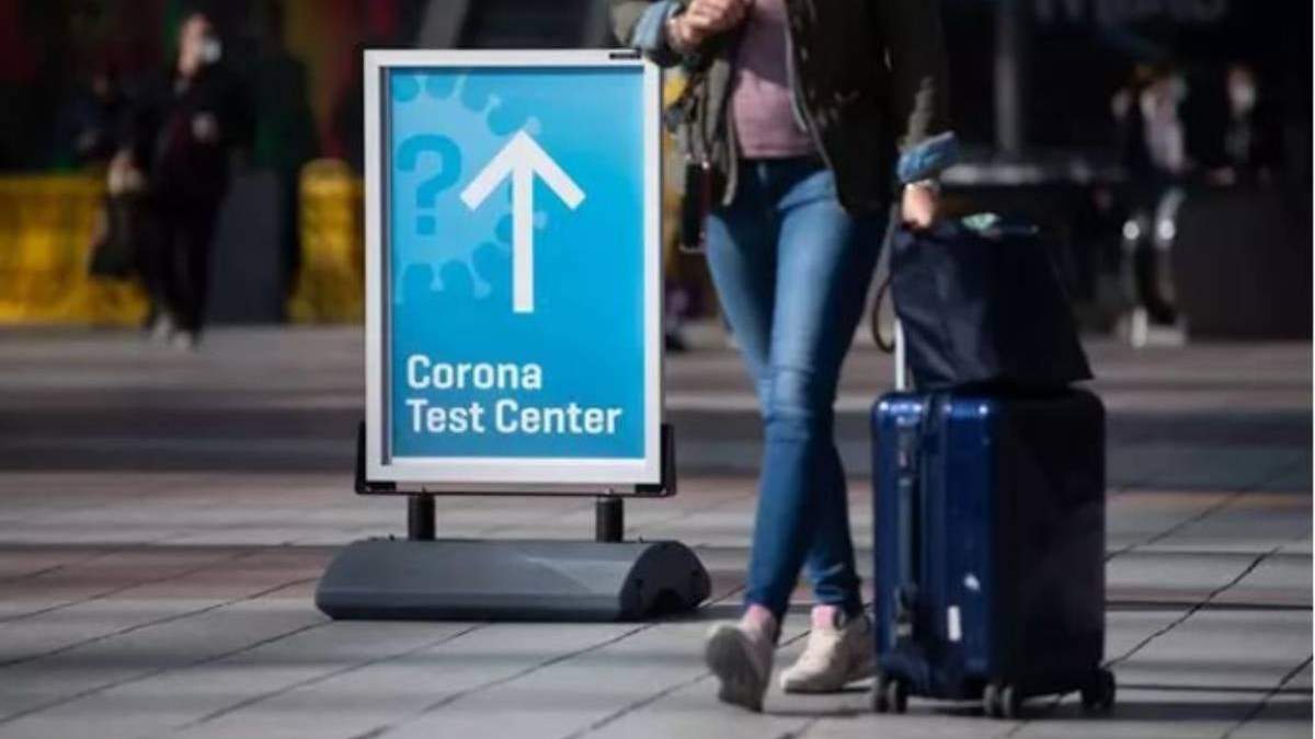 Anuncio de un centro de pruebas de covid-19 en Alemania
