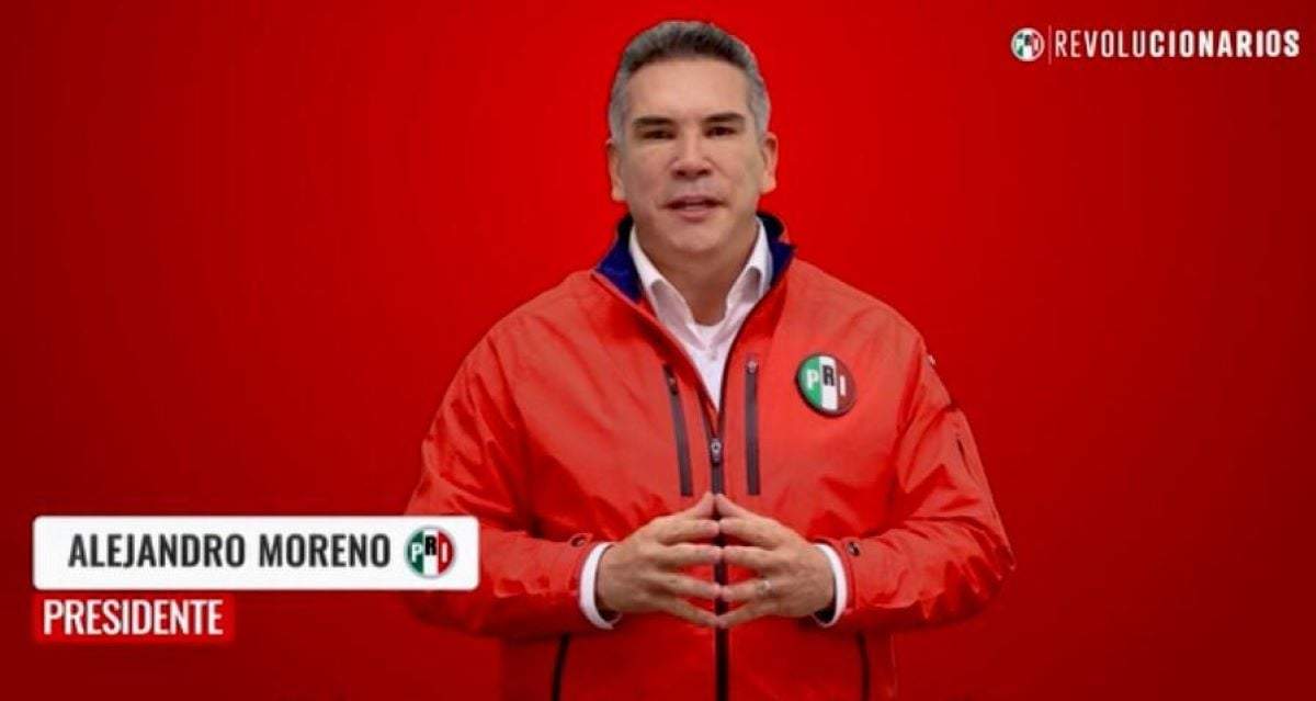 Alejandro Moreno, presidente nacional del PRI, en la presentación de su nueva camapaña