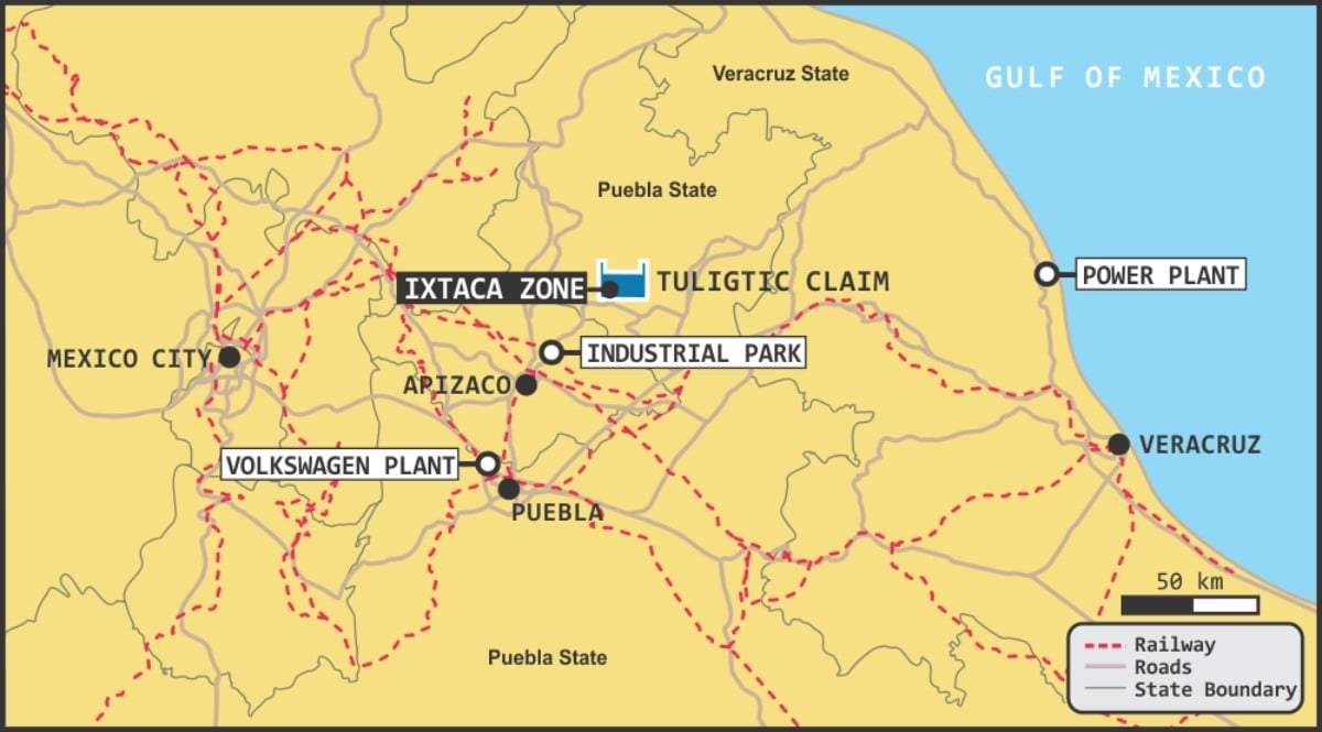 Zona de trabajo de la empresa Minera Gorrión, subsidiaria de la canadiense Almaden Minerals