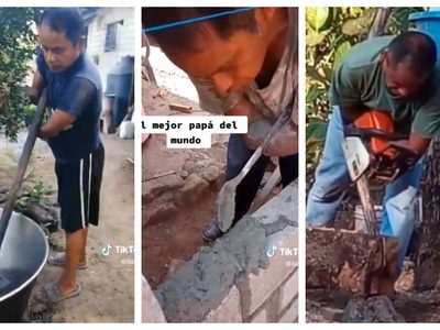 Reconocen a albañil que bate mezcla, pega bloques y hasta cocina... sin manos (Video)
