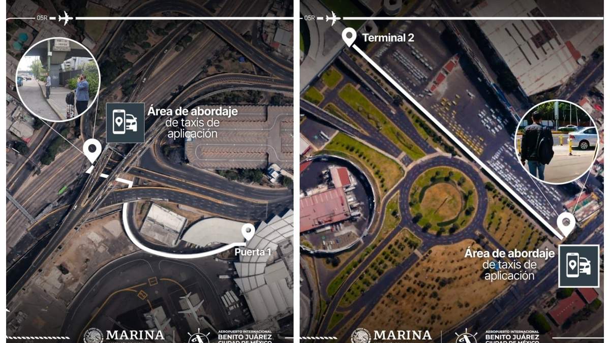 Las zonas de abordaje de taxis de plataforma en el AICM