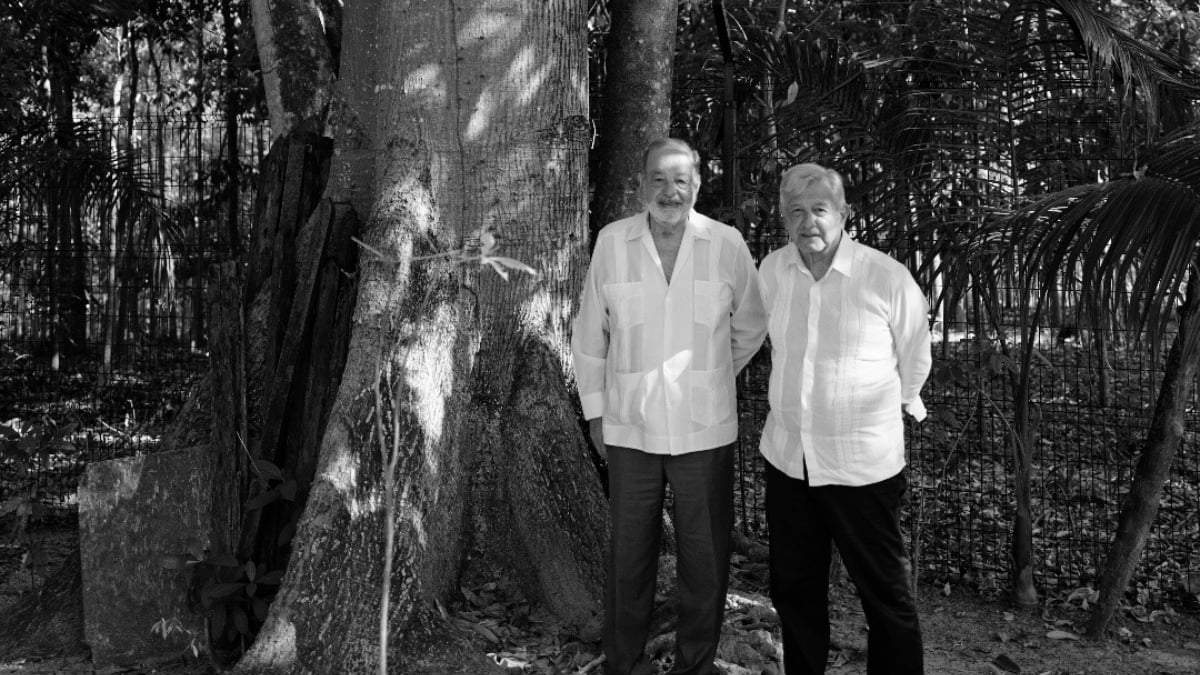 El empresario Carlos Slim y el presidente Andrés Manuel López Obrador en Palenque