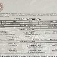 De Tijuana, acta de nacimiento de Rosa Isela Guzmán