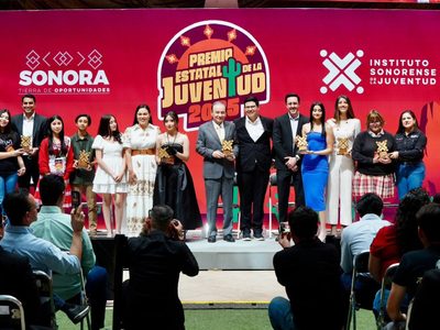 Durazo amplía el Premio Estatal de la Juventud: más jóvenes reconocidos y premio de 200 mil pesos