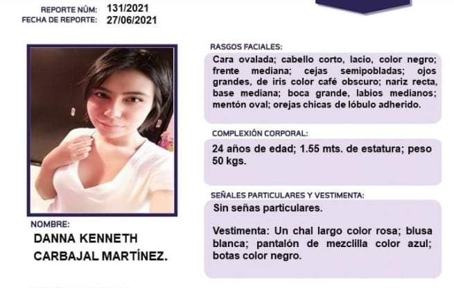 Familiares de Danna perdieron rastro de ella desde la noche del sábado.
