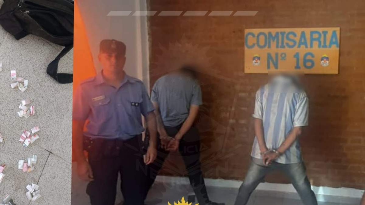 Los tres hombres detenidos en la comisaría. Fuente: (Policía de Neuquén)