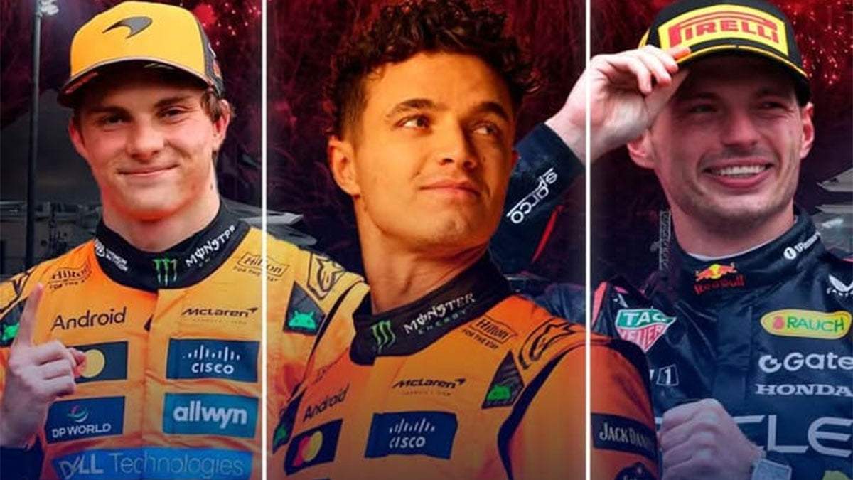 El británico Lando Norris (McLaren), el neerlandés Max Verstappen (Red Bull) y el australiano Oscar Piastri (McLaren) definirán al campeón.