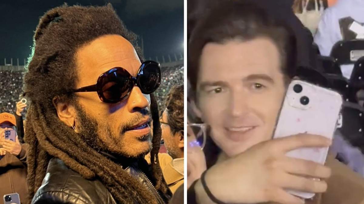 Lenny Kravitz y Drake Bell entre el público